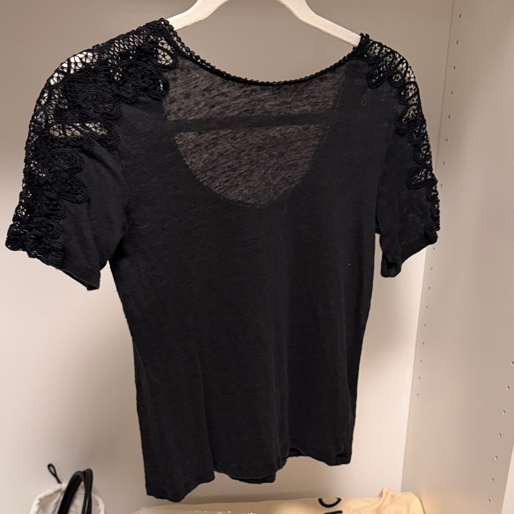 Chic Black Lace Sleeve Women's Tee
